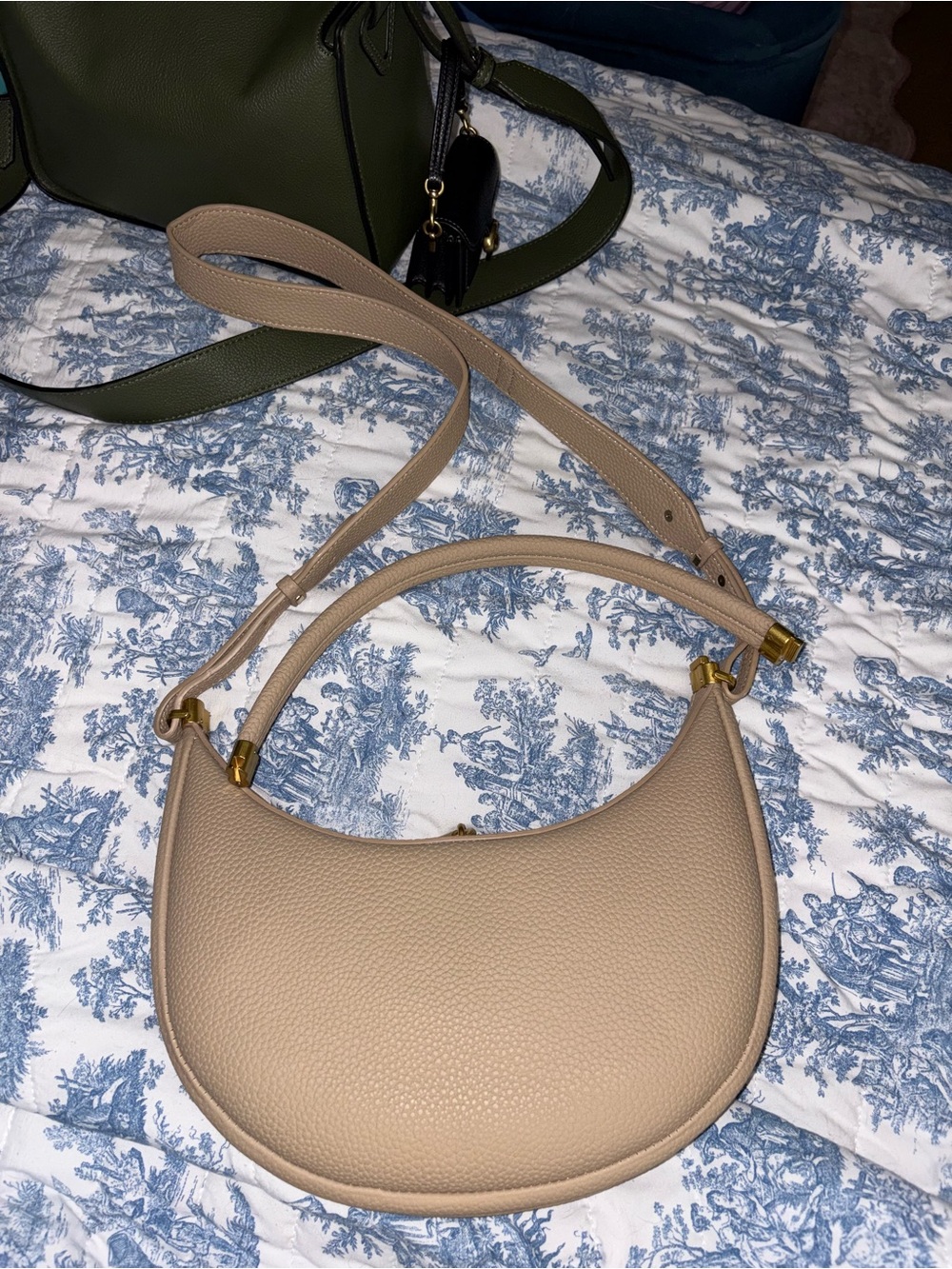 Beige Crescent Shoulder Bag - Women's Crossbody